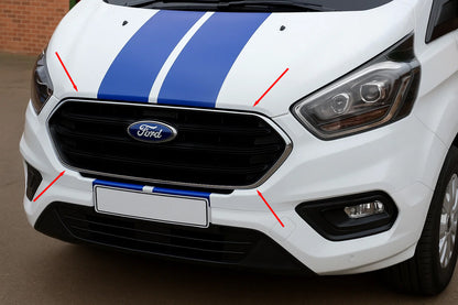 Bumper Grille Trim Covers 2018+ (4 pcs, Stainless Steel) for Ford Custom 2013-2022 - image 1