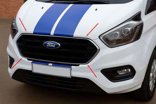 Bumper Grille Trim Covers 2018+ (4 pcs, Stainless Steel) for Ford Custom 2013-2022 - image 1