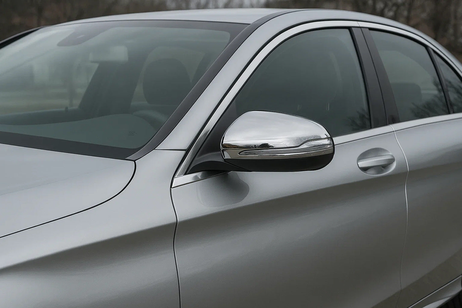 Mirror Covers (2 pcs, Stainless Steel) for Mercedes C-сlass W205 2014-2021 - image 1