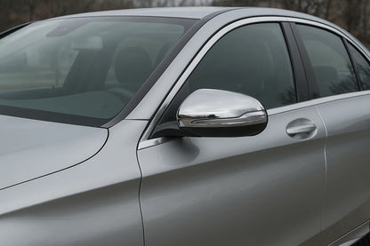 Mirror Covers (2 pcs, Stainless Steel) for Mercedes C-сlass W205 2014-2021 - image 1