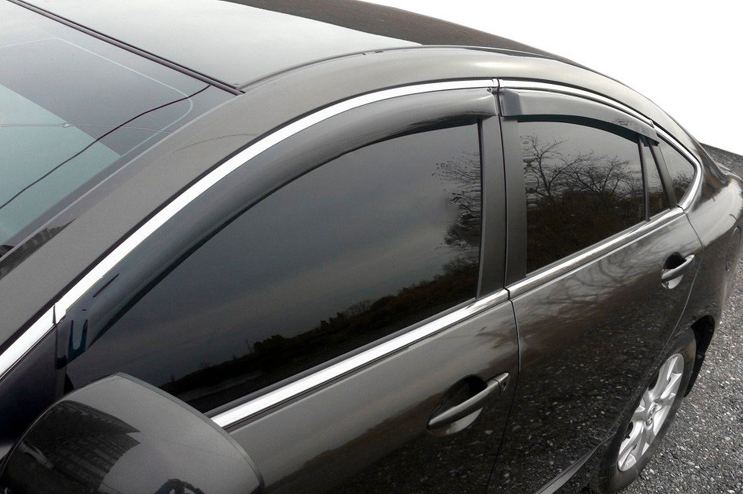 Window deflectors with chrome trim (4 pcs, HIC) for Ford Mondeo 2014-2022 - image 1