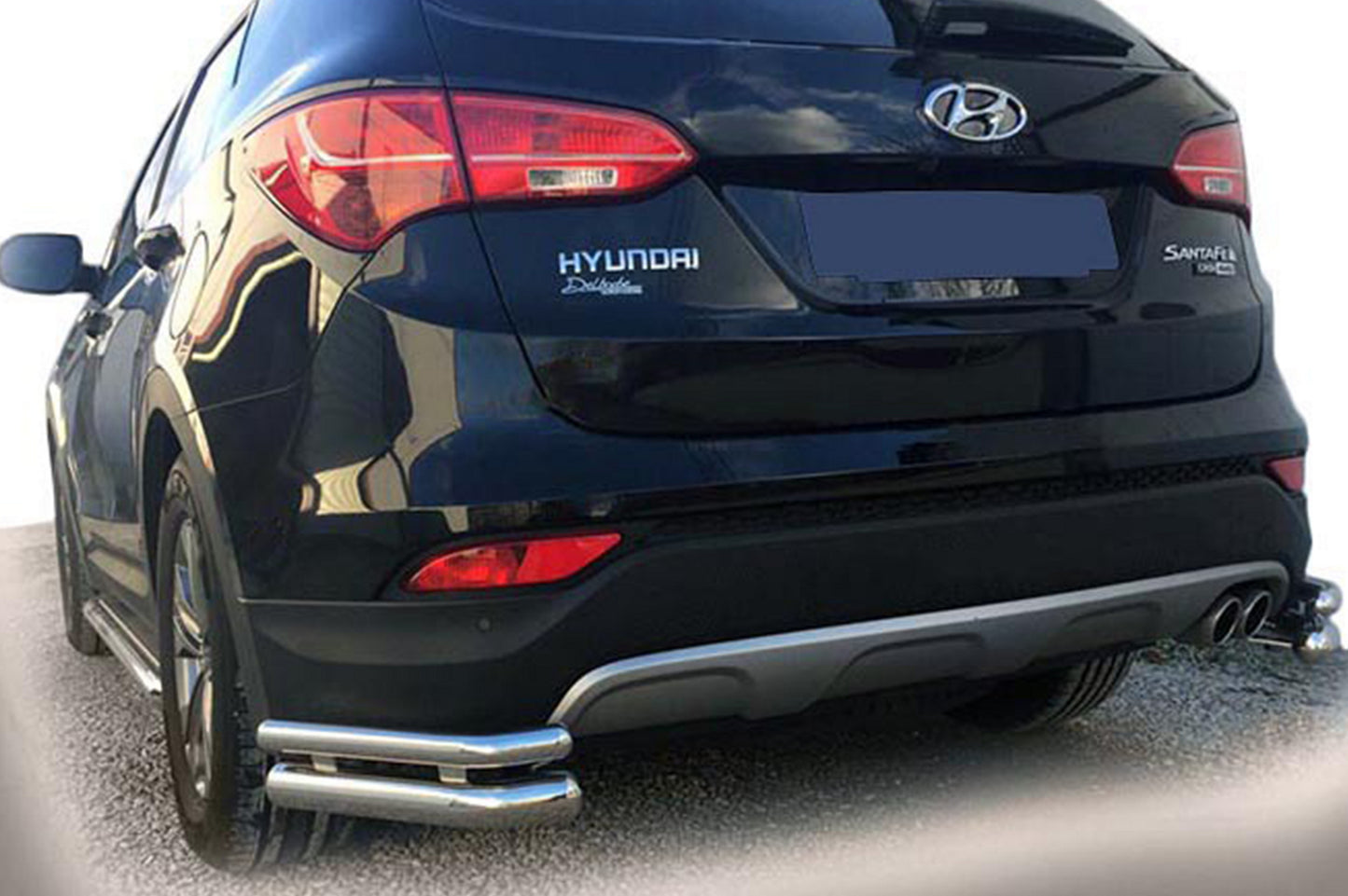 Rear Corner Bars AK-003 Double (Stainless Steel) for Hyundai Santa Fe 3 2012-2018 - image 1