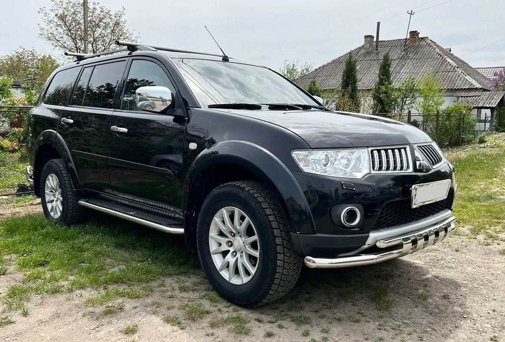 Front protection ST015 (stainless) for Mitsubishi Pajero Sport 2008-2015 - Reelken Auto