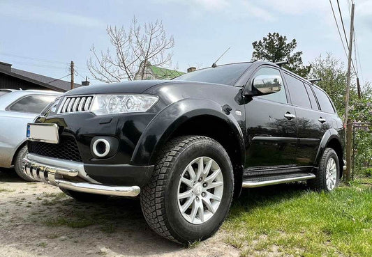 Front protection ST015 (stainless) for Mitsubishi Pajero Sport 2008-2015 - Reelken Auto