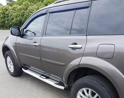 Lateral platforms Mevsim Gray (2 pieces, aluminum) for Mitsubishi Pajero Sport 2008-2015 - Reelken Auto