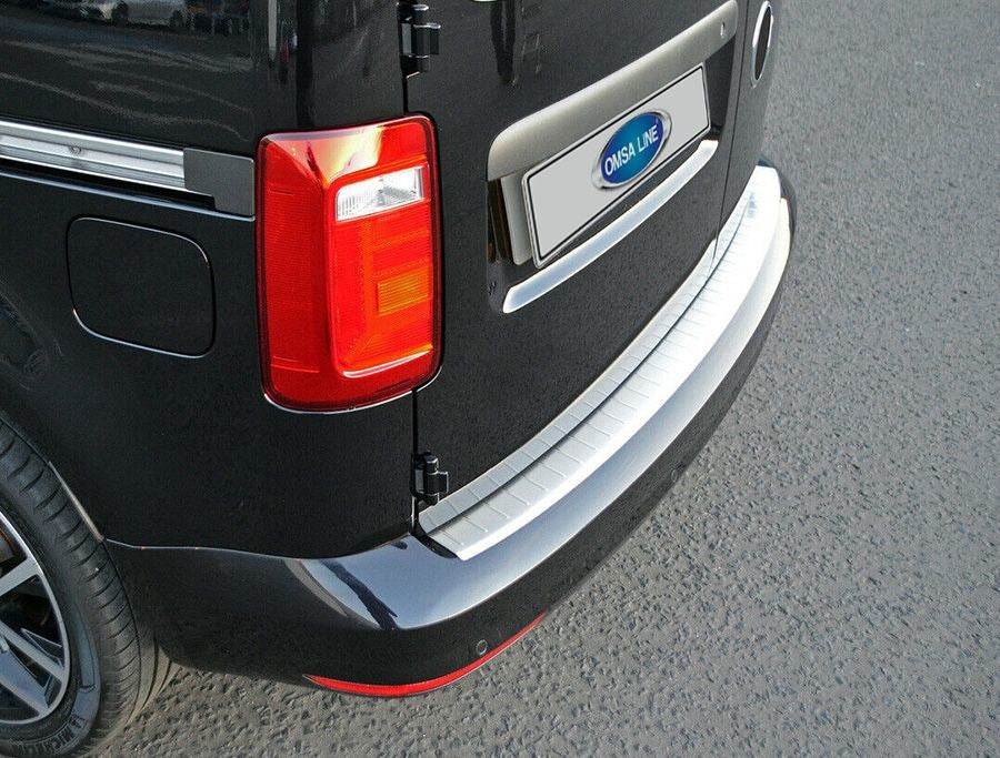 Pads on the rear bumper OmsaLine (stainless steel) for Volkswagen Caddy 2015-2020 - Reelken Auto