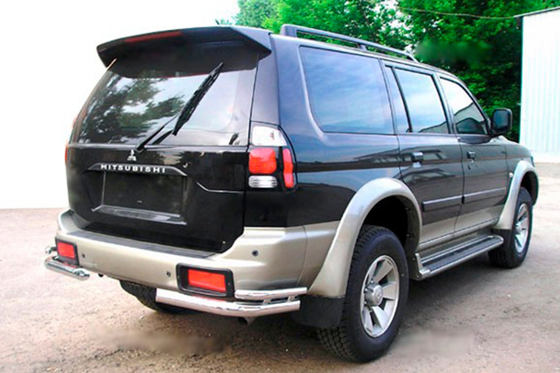 Rear double corner bars (2 pcs, stainless steel) for Mitsubishi Pajero Sport 1996-2007 - image 1
