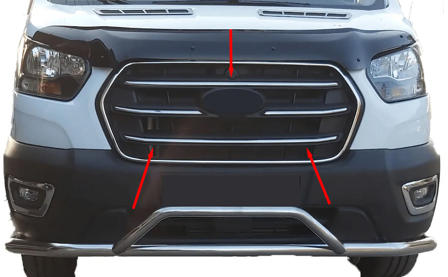 Grille Covers (4 pcs, Stainless Steel) for Ford Transit 2014- - image 1