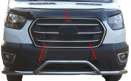 Grille Covers (4 pcs, Stainless Steel) for Ford Transit 2014- - image 1