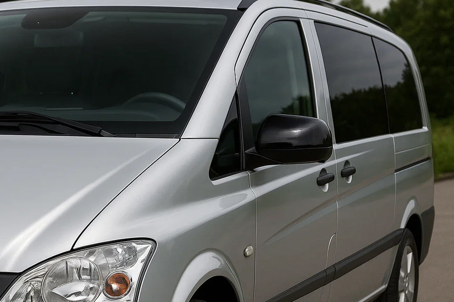 Black Mirror Covers (2010-2014, Stainless Steel) for Mercedes Vito W639 2004-2014 - image 1