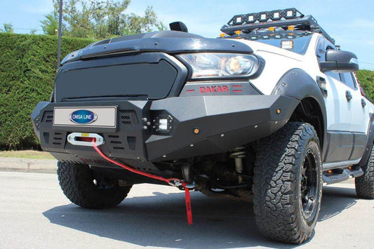 Front bumper with crankcase protection Dakar (2015+) for Ford Ranger 2011-2022 - Reelken Auto