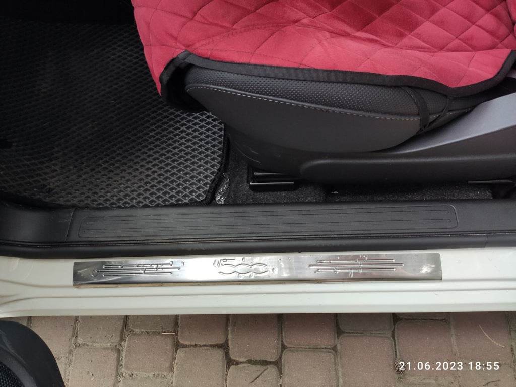 Sill 500 (Carmos, 2 PCs, stainless steel) for Fiat 500/500L - Reelken Auto