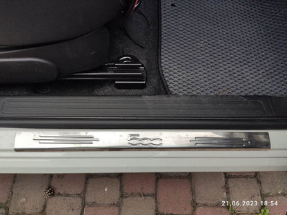 Sill 500 (Carmos, 2 PCs, stainless steel) for Fiat 500/500L - Reelken Auto