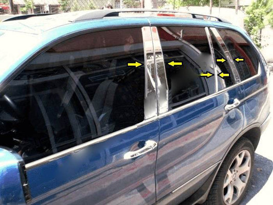 The mouldings of the uprights of the door (8 PCs, stainless.) for BMW X5 E-53 1999-2006 - Reelken Auto