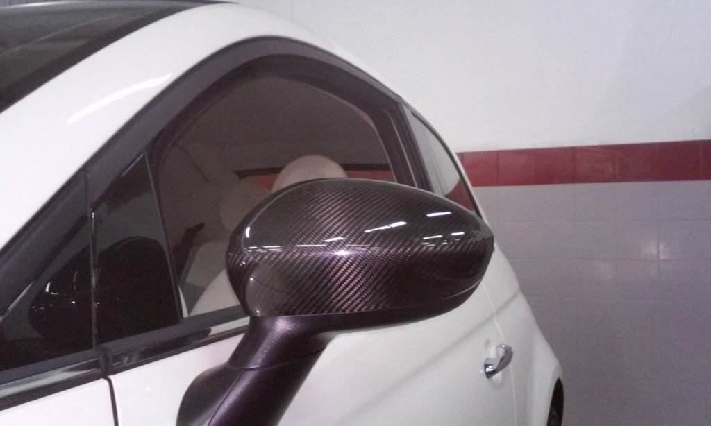 Covers for mirrors 2007-2015 (2 pcs, natural carbon) for Fiat 500/500L - Reelken Auto