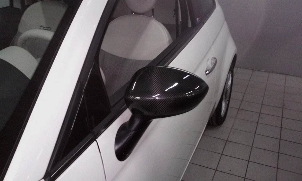 Covers for mirrors 2007-2015 (2 pcs, natural carbon) for Fiat 500/500L - Reelken Auto