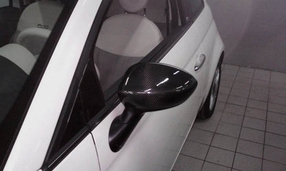 Covers for mirrors 2007-2015 (2 pcs, natural carbon) for Fiat 500/500L - Reelken Auto