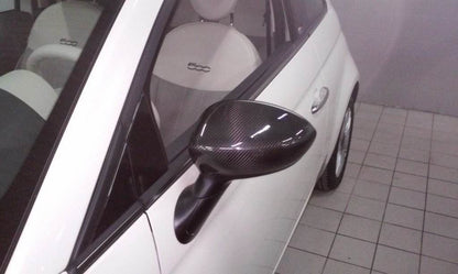 Covers for mirrors 2007-2015 (2 pcs, natural carbon) for Fiat 500/500L - Reelken Auto
