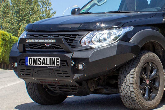 Front bumper Dakar Black without sensor, illuminated + Crankcase protection for Fiat Fullback 2016↗ - Reelken Auto