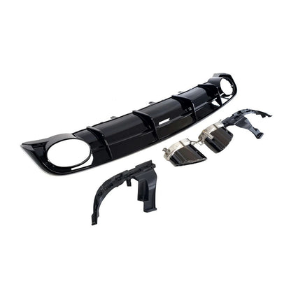 Rear diffuser with RS-Style V-1 nozzles (2014-2017, Sport) for Audi A6 C7 2011-2017 - image 1