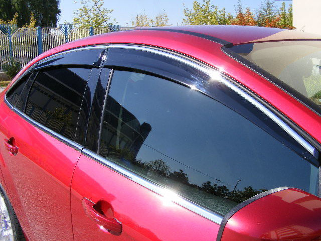 Window deflectors with chrome trim (4 pcs, Niken) for Honda Civic Sedan X 2016-2021 - image 1