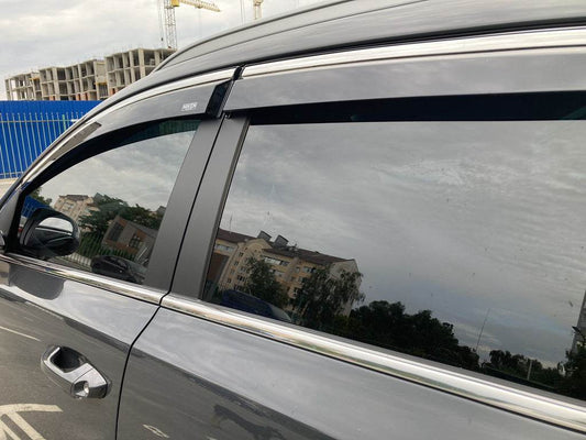Windbreakers with chrome molding (4 pcs, Niken) for Kia Sportage 2015-2021 - Reelken Auto