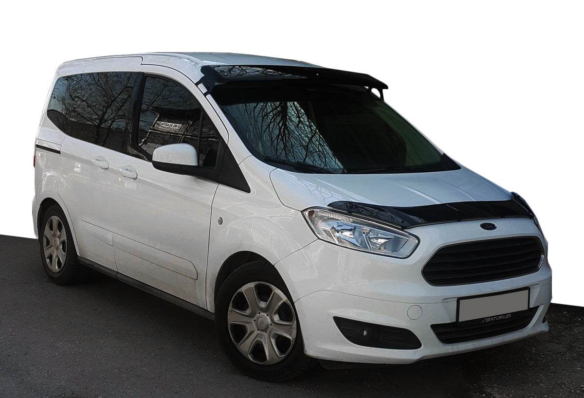The visor on the windshield (gloss black, 5mm) for Ford Courier 2014-2023 - Reelken Auto