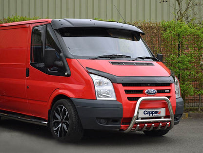 The visor on the windshield (gloss black, 5mm) for Ford Transit 2000-2014 - Reelken Auto