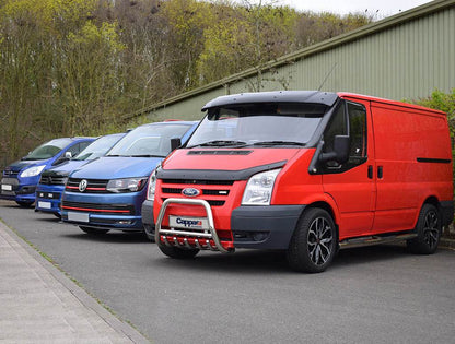 The visor on the windshield (gloss black, 5mm) for Ford Transit 2000-2014 - Reelken Auto