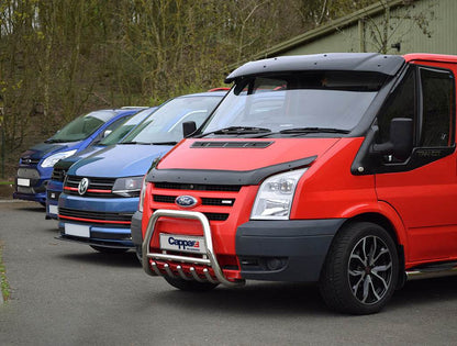 The visor on the windshield (gloss black, 5mm) for Ford Transit 2000-2014 - Reelken Auto