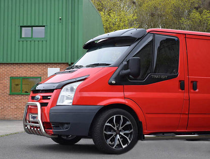 The visor on the windshield (gloss black, 5mm) for Ford Transit 2000-2014 - Reelken Auto