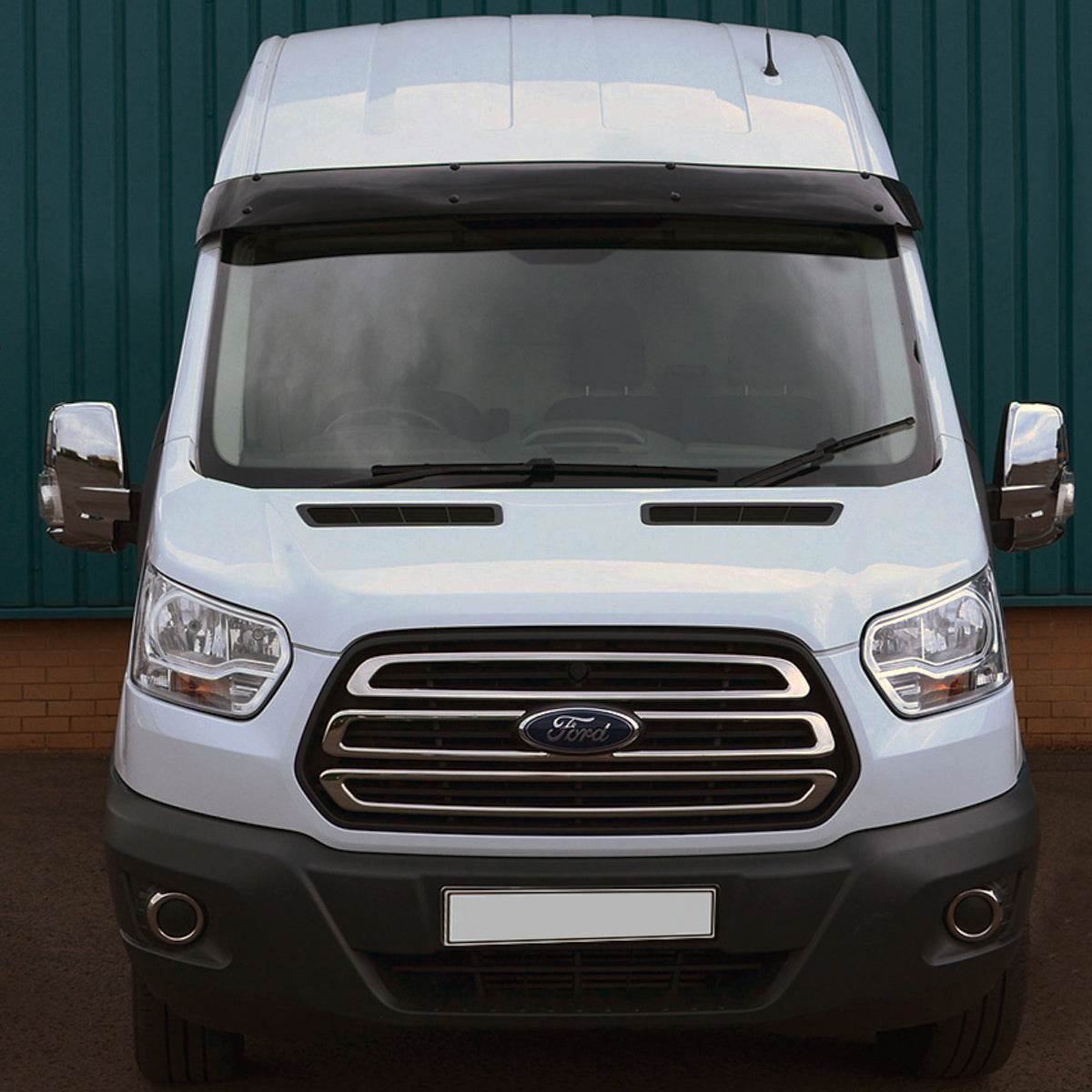 The visor on the windshield (gloss black, 5mm) for Ford Transit 2014↗ - Reelken Auto