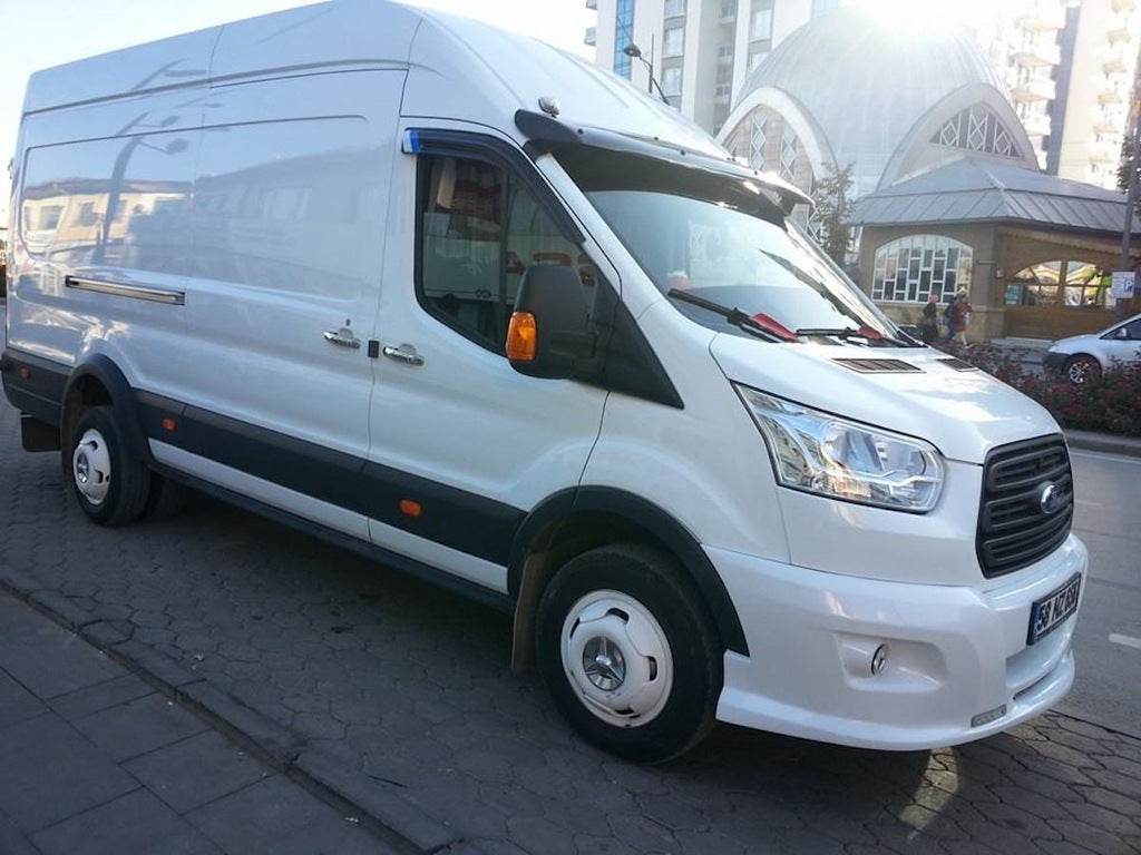 The visor on the windshield (gloss black, 5mm) for Ford Transit 2014↗ - Reelken Auto