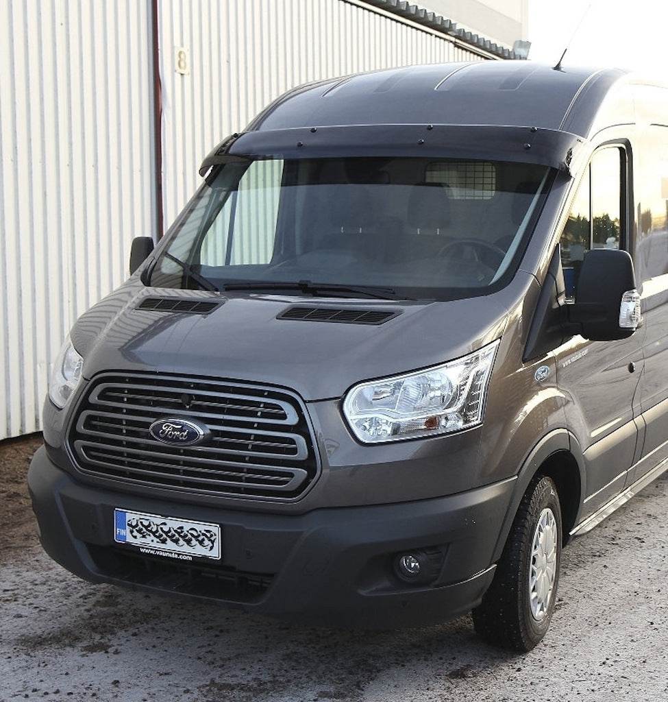 The visor on the windshield (gloss black, 5mm) for Ford Transit 2014↗ - Reelken Auto