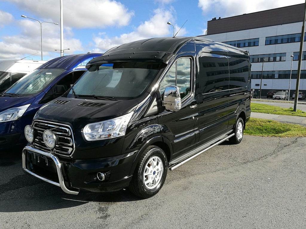 The visor on the windshield (gloss black, 5mm) for Ford Transit 2014↗ - Reelken Auto