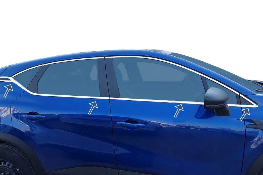 Window edging (8 pcs., stainless steel) for Renault Captur 2019↗ - Reelken Auto