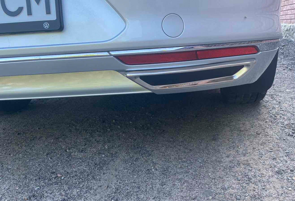 Exhaust tip covers imitation SD/SW (2015-2018, 2 pcs, stainless steel) for Volkswagen Passat B8 2015-2023 - image 1