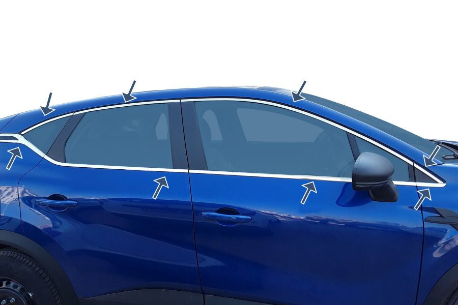 Full Window Trim Set (16 pcs, Stainless Steel) for Renault Captur 2019- - image 1