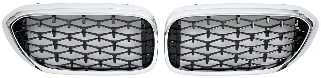 Diamond Black V1 Kidney Grilles (2017-2020, Chrome Trim) for BMW 5 Series G30/G31 2017-2023 - image 2