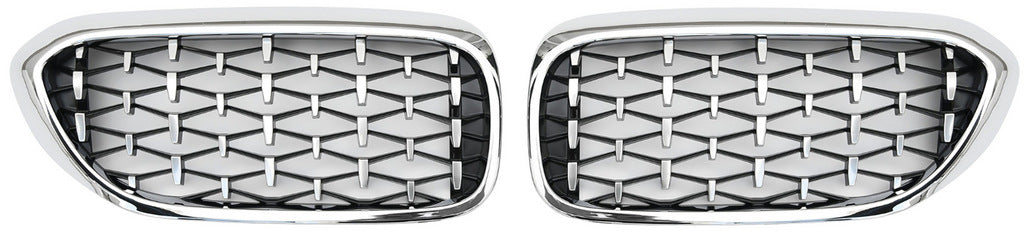 Diamond Silver V1 Grille Inserts (2017-2020, Chrome Trim) for BMW 5 Series G30/G31 2017-2023 - image 2