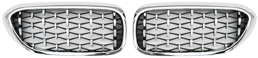 Diamond Silver V1 Grille Inserts (2017-2020, Chrome Trim) for BMW 5 Series G30/G31 2017-2023 - image 2