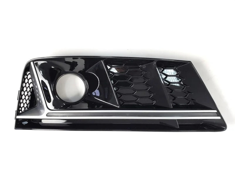 Fog light grilles with RS-Style hole (2016-2019, 2 pcs, Black) for Audi A4 B9 2015-2024 - image 4