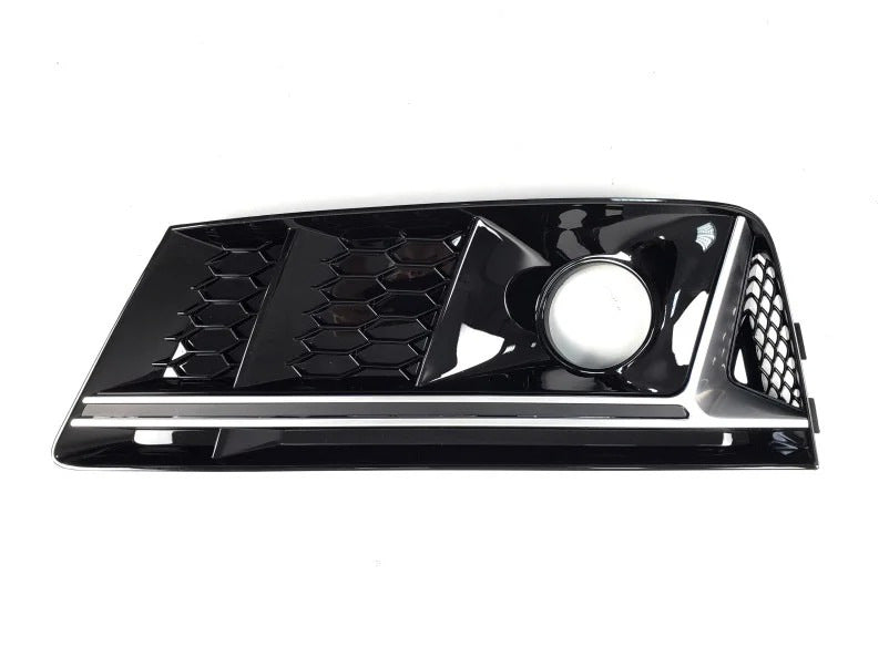 Fog light grilles with RS-Style hole (2016-2019, 2 pcs, Black) for Audi A4 B9 2015-2024 - image 3