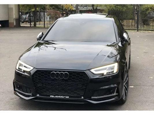 Fog light grilles with RS-Style hole (2016-2019, 2 pcs, Black) for Audi A4 B9 2015-2024 - image 2