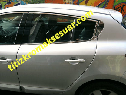 Upper window trim (HB, 6 pcs, stainless steel) for Renault Megane III 2009-2016 - image 4