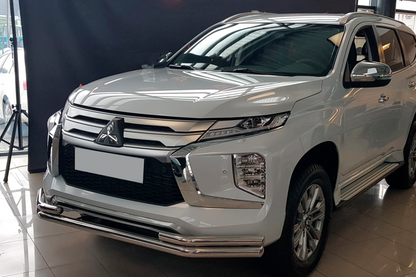 Front bumper guard ST085 (2020+, stainless steel) for Mitsubishi Pajero Sport 2015- - image 1