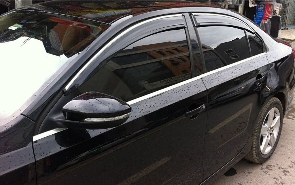 Window Deflectors with Chrome Trim (4 pcs, Sunplex Chrome) for Volkswagen Jetta 2011-2018 - image 2