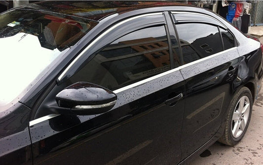 Window Deflectors with Chrome Trim (4 pcs, Sunplex Chrome) for Volkswagen Jetta 2011-2018 - image 2