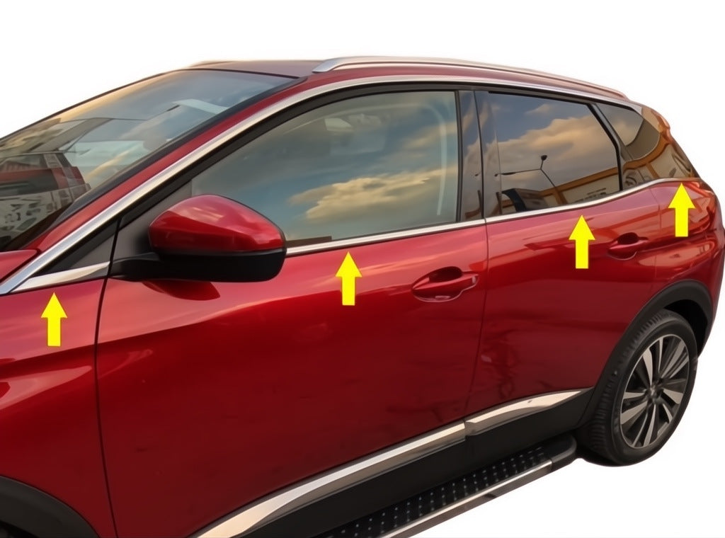 The lower glass moldings (8 pieces, stainless steel) for Peugeot 3008 2016-2023 - image 1