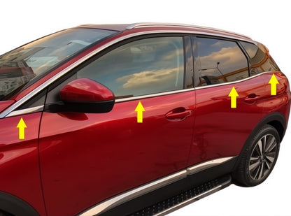The lower glass moldings (8 pieces, stainless steel) for Peugeot 3008 2016-2023 - image 1